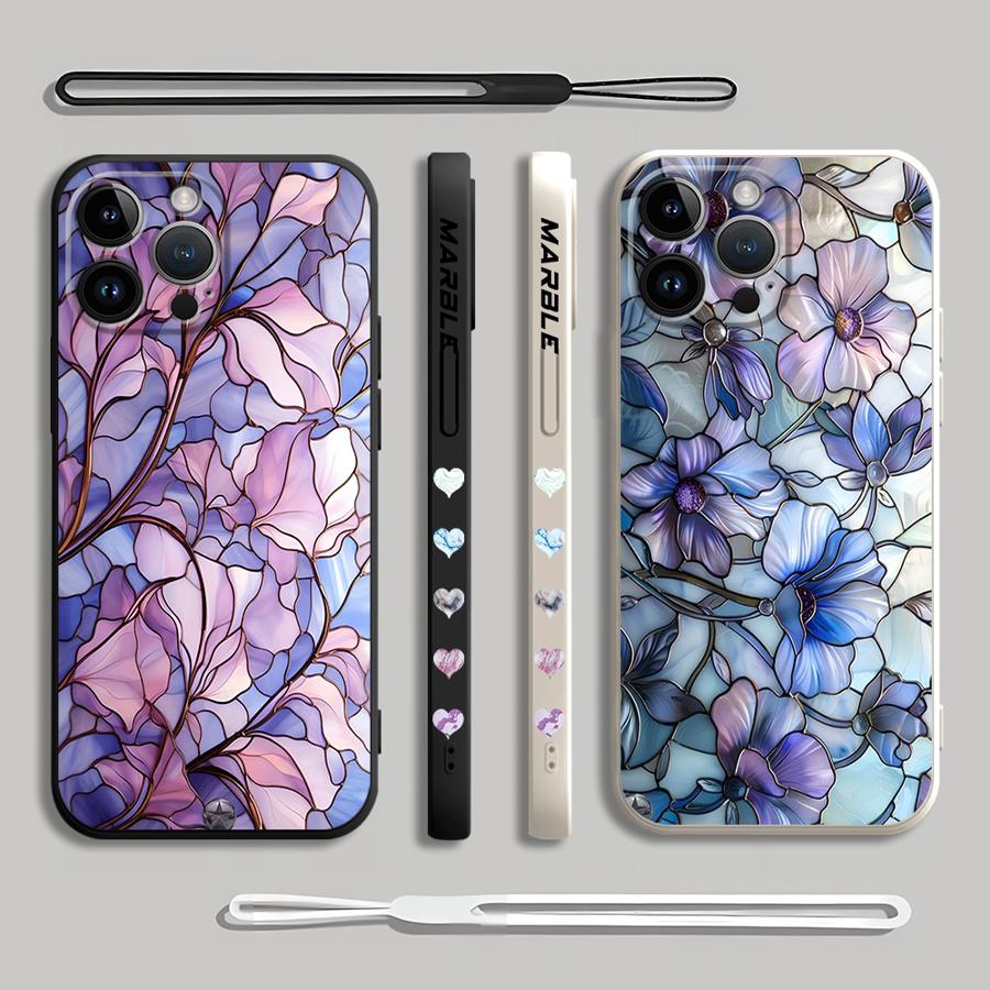 Flower Marble Phone Case for i - Lanyard Anime Logo review and price