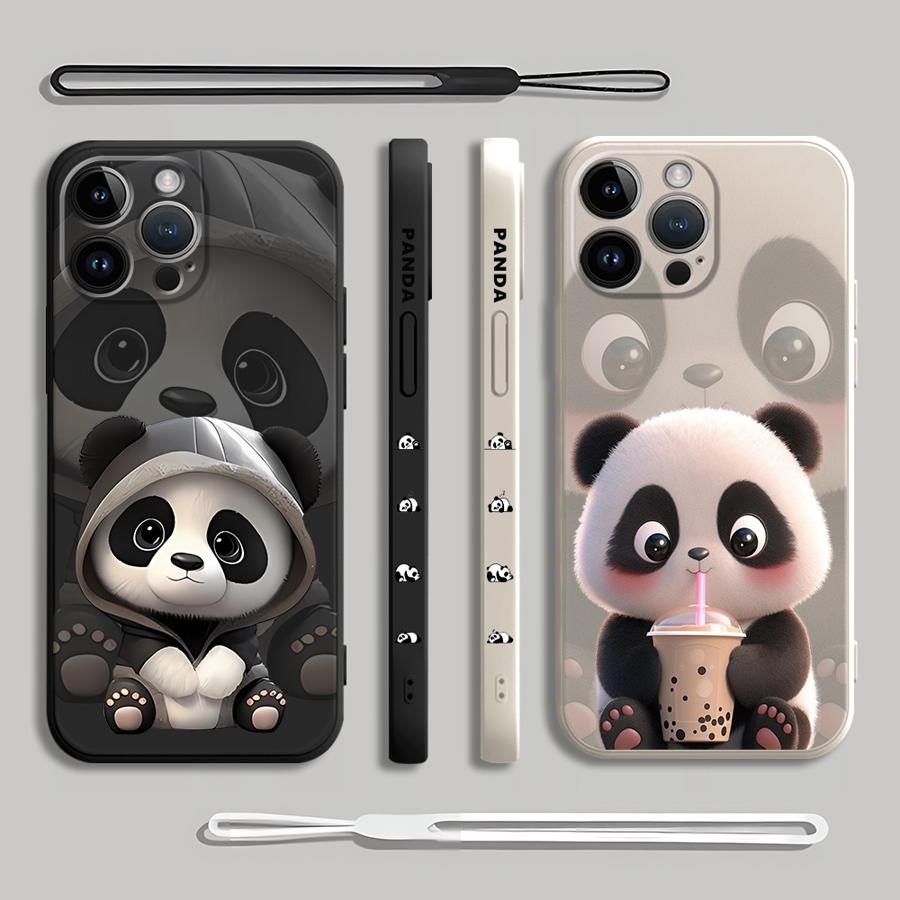 Cute Panda Phone Case for iPho - Lanyard Anime Logo review and price